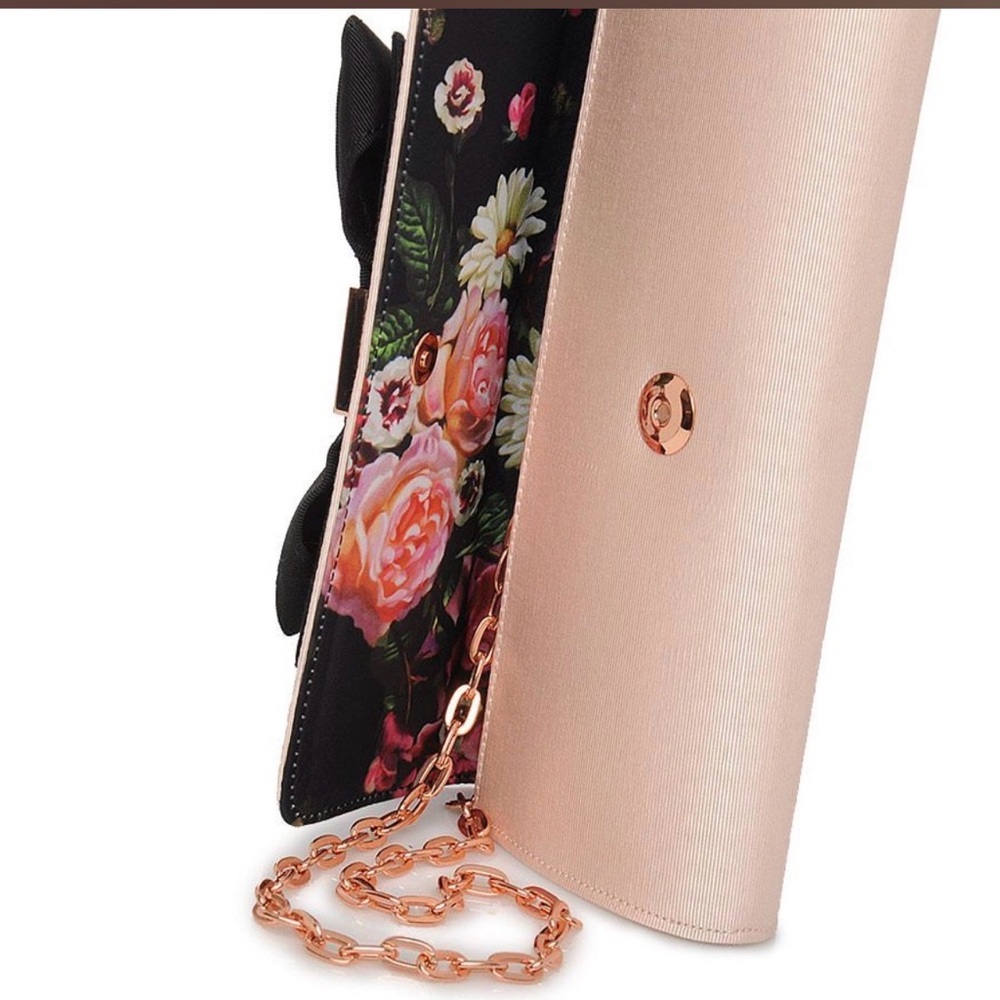 Ted Baker London light Pink and Black Clutch with Bow Detail
